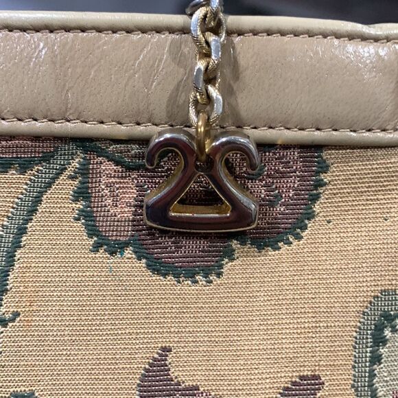 TAPESTRY shoulder bag goldtone hardware zip top slip interior pocket vintage - Picture 9 of 11